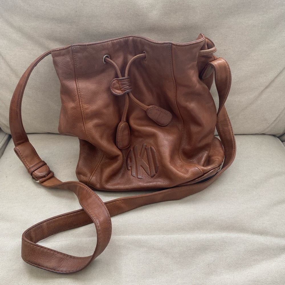 90s Brown Leather Bucket Bag: Anne Klein